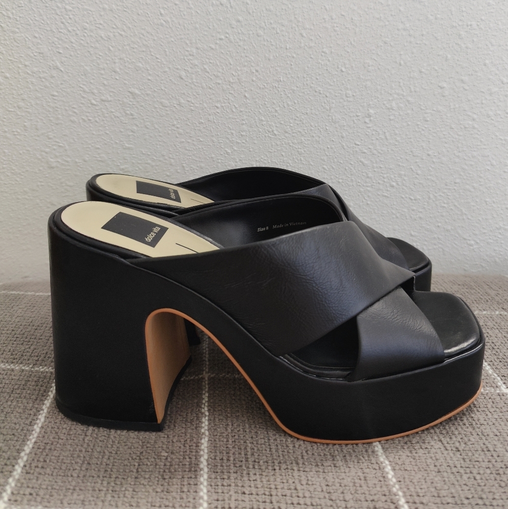 Dolce Vita Black Platform Mule Clogs with Tan Accent